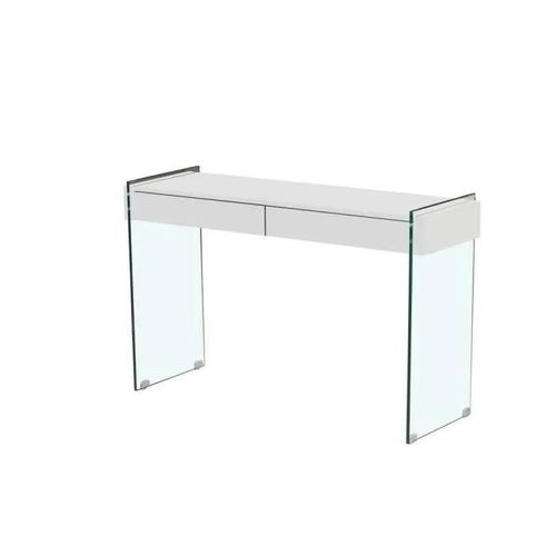 Console - Verre Transparent - Blanc - 120 X 40 X 76 Cm - Bois Mdf