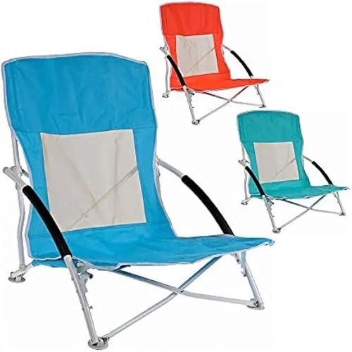 Chaise de plage pliable en métal - FER - 60 x 55 x 64 cm - Confortable et facilement transportable