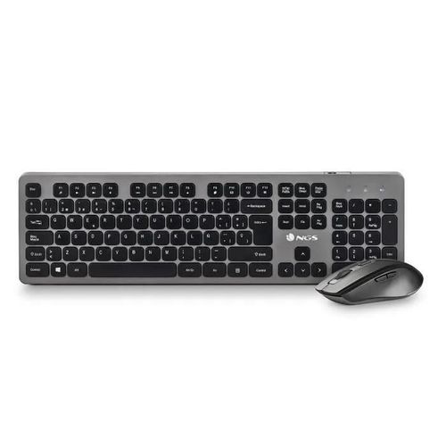 NGS IDOL KIT : Clavier et souris sans fil. Design fin, 12 touches multimédia. 800/1200/1600 DPI, touches silencieuses. Langue : ES.
