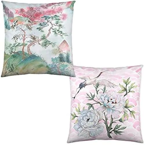Housse De Coussin Carrée Naturals Hakone 50x50 Cm - 100% Coton - Motifs Réversibles - Fabriqué En Espagne