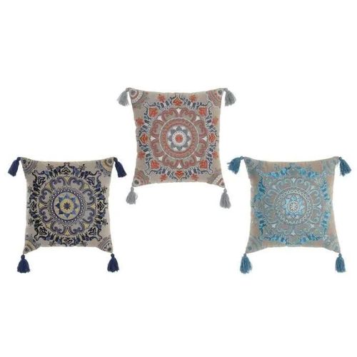 Coussin Orange Bleu Ciel Blue Marine Mandala 40 X 10 X 40 Cm (3 Pièces)