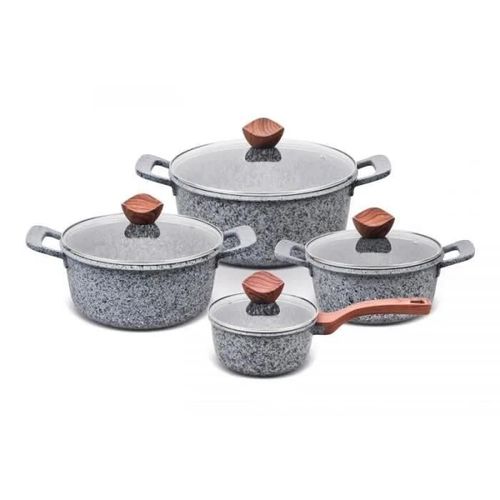 Promis Set De Pots Granite, Casserole 16 Cm, Pots 20,24,28 Anses Marron - Gr/Set