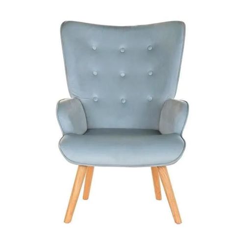 Fauteuil Naturel Bois Polyester Bleu Ciel (67 X 75 X 96 Cm)