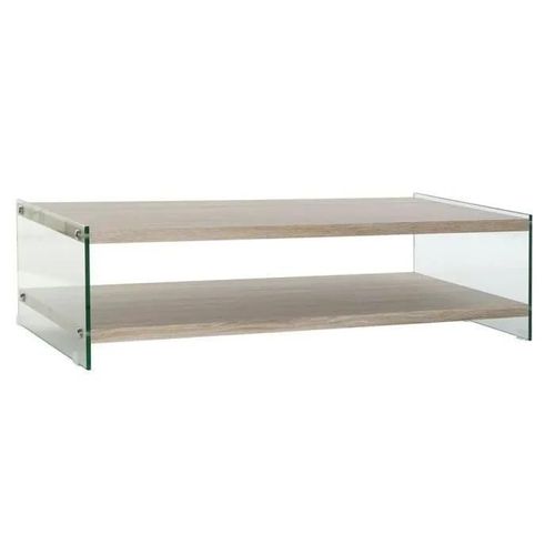 Table Basse Style Moderne Naturel, Transparent Mdf, Verre, Table Café 130 Cm