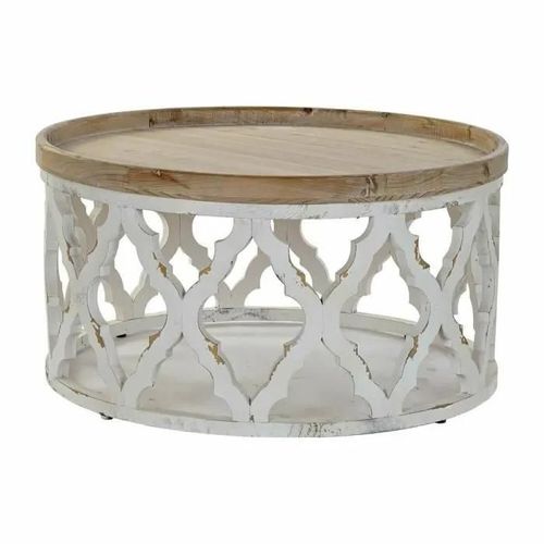 Table Basse Néoclassique Sapin Blanc Marron Clair Bois Mdf 81 Cm