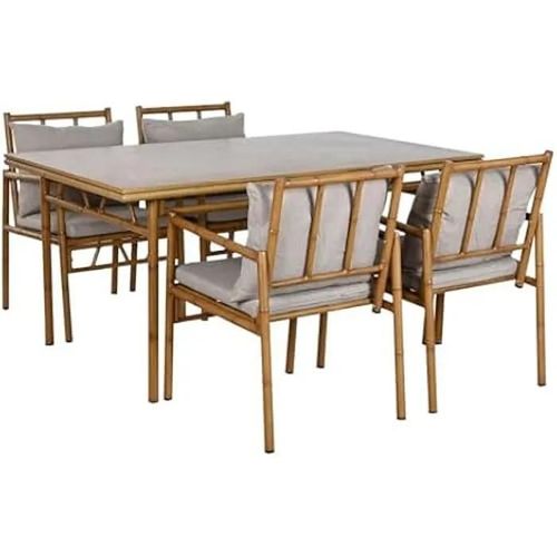 Ensemble De Table - Home Esprit - 4 Chaises - Aluminium - 160 X 90 X 75 Cm - Jardin