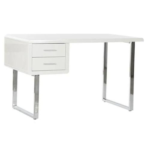Bureau Métal Blanc Bois Mdf