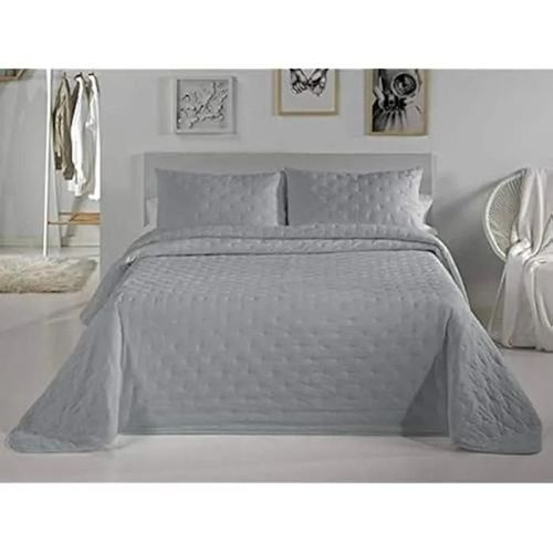 Lit - Pierre Cardin - 135 Cm - Gris - Boutis Uni - 2 Coussins Décoratifs