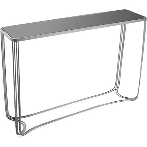 Console Métal Chromé Et Verre Trempée - Versa - Auxiliar - 110 Cm - 31 Cm - 75 Cm