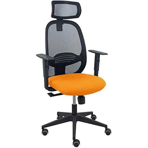 Chaise Cylindrique Noire Maille Noire Assise Bali Bras Réglable Tête De Lit Réglable Orange