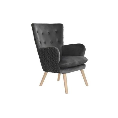 Siège Thyann Naturel Bois Polyester Gris Foncé (66 X 67 X 92 Cm)