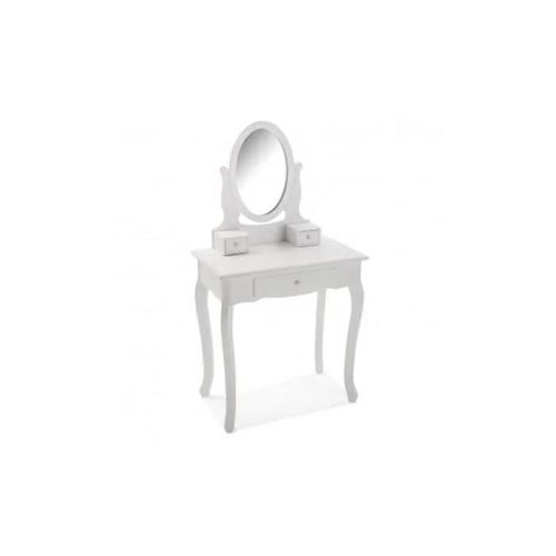Coiffeuse Classique Kate - Versa - Bois Et Verre - Blanc - 129,5 X 40 X 70 Cm