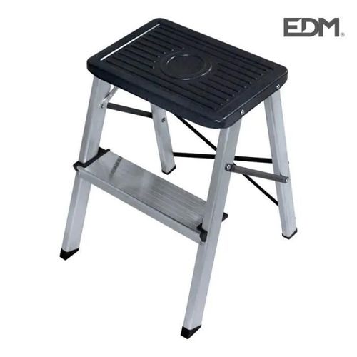 Tabouret - Aluminium - 2 Marches - Noir - Pliable - 150 Kg Max