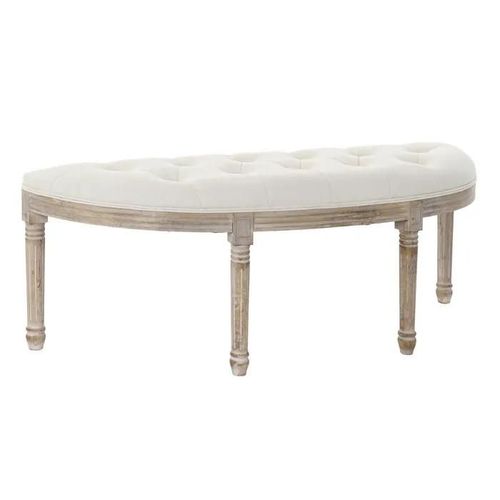 Banquette Demi-Lune Capitonnée Classique Bois Et Polyester Beige