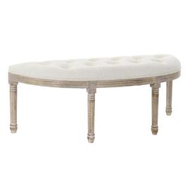 Banquette Demi-Lune Capitonnée Classique Bois Et Polyester Beige