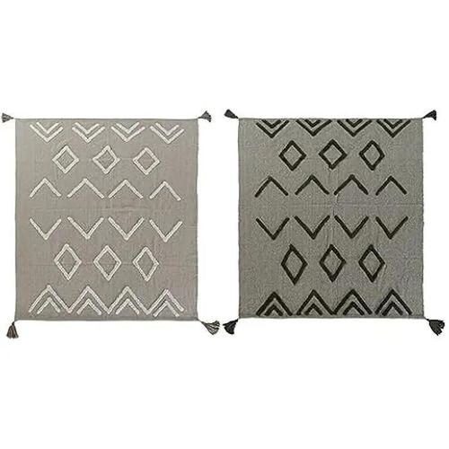 Couverture - Dkd Home Decor - Standard - Coton Naturel - 130x170 Cm - Blanc Beige Vert