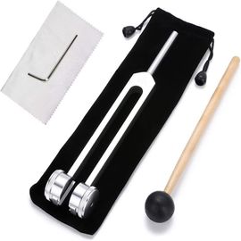 Diapason De 128 Cps En Alliage D'aluminium Offrant Une R¿¿Ponse En Fr¿¿Quence Pr¿¿Cise Avec Un Marteau En Silicone, Un Outil De R¿¿Paration Et Un Chiffon De Nettoyage Emball¿¿S Dans Un Sac En Velours Doux