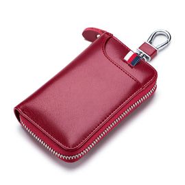 Porte-cl¿¿s de voiture en cuir, porte-cl¿¿s, portefeuille, ¿¿tui ¿¿ cl¿¿s multifonctionnel ¿¿ fermeture ¿¿clair