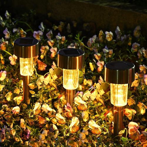 Lot De 10 Lampes Solaires Led Pour All¿¿Es, Jardin, Terrasse, Pelouse, Cour, All¿¿E, Blanc Chaud (Acier Inoxydable)