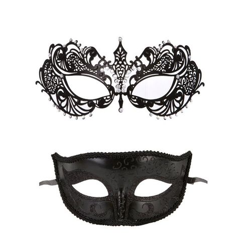 Pi¿¿Ces Masque De Mascarade En Fer Pour Couple Masque De Carnaval Masque En Dentelle Mascarade Pour Femmes Bal Masqu¿¿ Pour Hommes Costume D'halloween Masque Noir