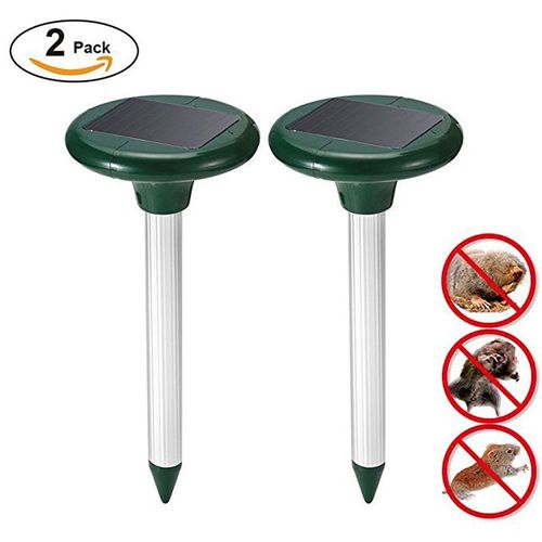 Lot de 2 r¿¿pulsifs solaires anti-taupes, anti-taupes, souris, rats et serpents, moteur vibrant sans produits chimiques pour l'ext¿¿rieur
