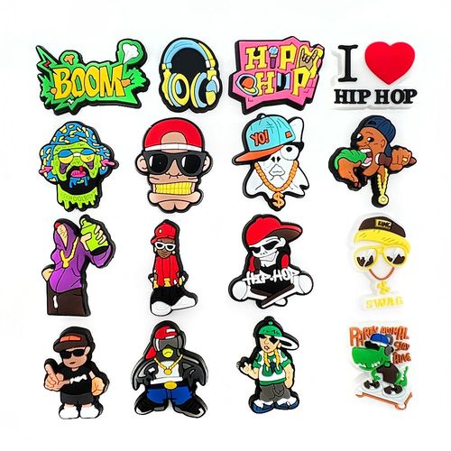 Lot De 16 D¿¿Corations De Chaussures En Pvc (Hip-Hop Rock) - D¿¿Coration De Chaussures De Dessin Anim¿¿ - D¿¿Coration De Chaussures - Boucles De Chaussures D¿¿Coratives