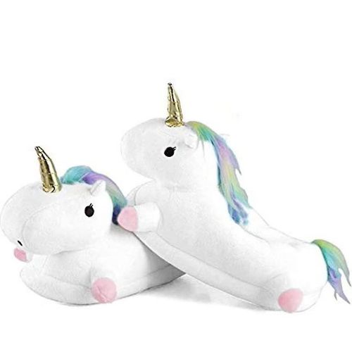 Chaussons Licorne, Pantoufles D'hiver En Peluche, Chaudes, Antid¿¿Rapantes, Antichoc, En Coton Doux Et Moelleux, Pour Femmes Et Adultes (28 Cm)