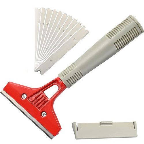 Grattoir industriel ¿¿ 10 lames, grattoir ¿¿ plancha pour papier peint, grattoir ¿¿ vitre, pour colle, carrelage, voiture, miroir, nettoyage, rouge