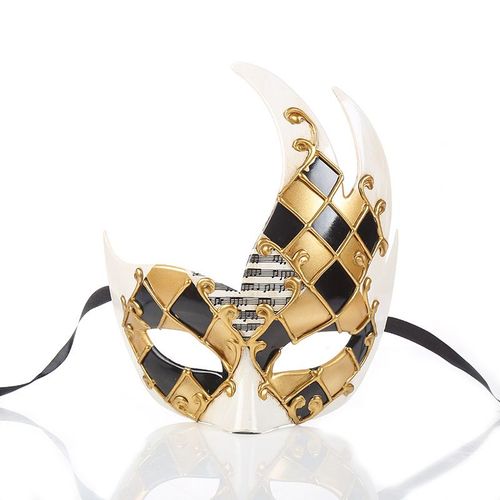 Masque De Mascarade Pour Homme (Dor¿¿/Noir), Masque V¿¿Nitien Vintage ¿¿ Carreaux Pour F¿ºte Musicale De Mardi Gras