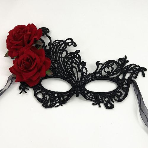 Un Morceau De Roses - Masque En Double Gaze Noire Ph¿¿Nix Avec Bronzage Et Dentelle ¿¿Paissie 