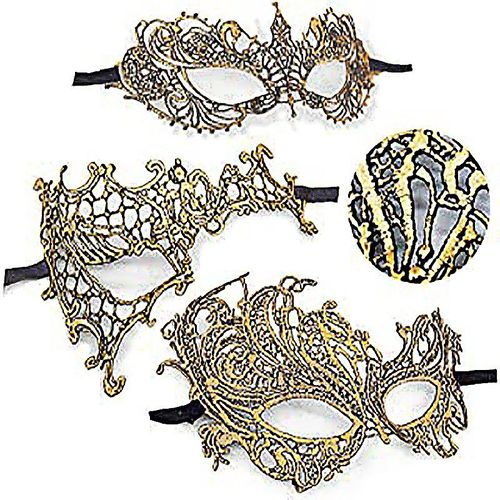 Un Ensemble De Masques Combin¿¿S Plaqu¿¿S Or De Style M3 Pour Femmes, Demi-Visage, Soir¿¿E Dansante, Masque Pour Les Yeux Noir Sexy, Accessoires D'halloween, Masque Pour Adultes