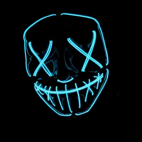 Masque Led Bleu | Bleu Cauchemar | Qualit¿¿ Premium | Cosplay En Plastique Dur | Halloween | N¿¿On | Horreur | Amusant