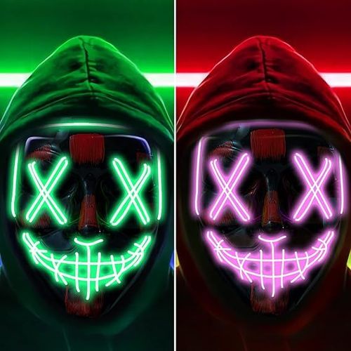 Masque D'halloween Lumineux ¿¿ Led (Lot De 2) - Masque Effrayant Pour Festival, Cosplay, D¿¿Guisement D'halloween, F¿ºtes Masqu¿¿Es, Carnaval