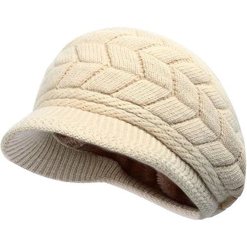 1 Bonnet D'hiver Chaud En Laine Tricot¿¿E Pour Femme Avec Visi¿¿Re (W)
