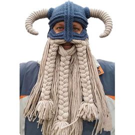 Bonnet Viking En Tricot Pour Adulte, Barbe, Corne De Barbare, Crochet Fait Main