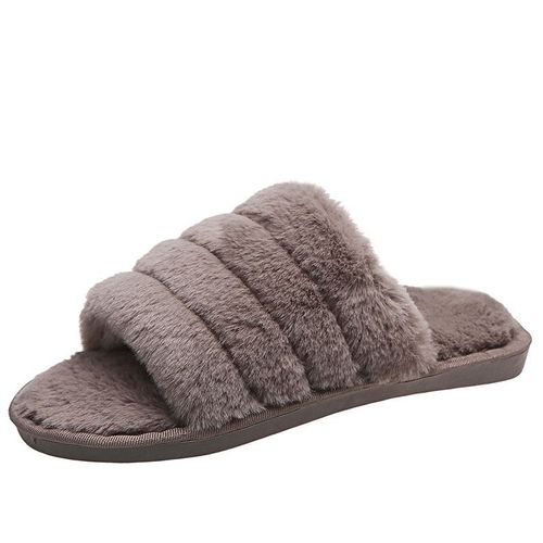 Chaussons D'int¿¿Rieur ¿¿ Bout Ouvert En Tissu ¿¿Ponge Pelucheux Pour Hommes (Gris)