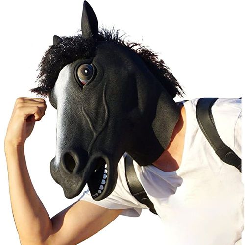 Masque De Cheval Pour D¿¿Guisement De F¿ºte, T¿ºte De Cheval Pour Adultes Et Hommes (Noir)