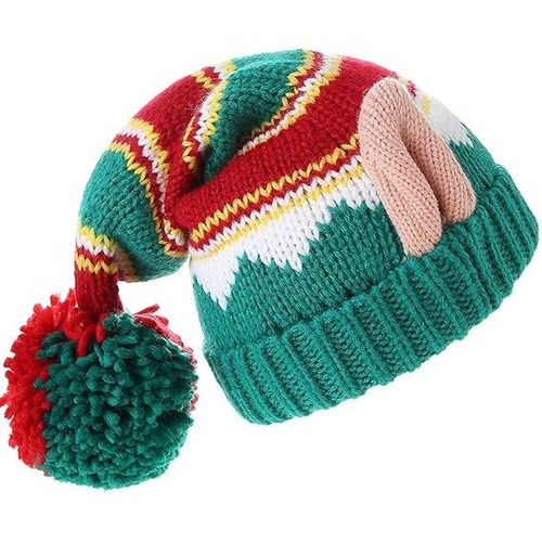 Bonnet En Laine ¿¿ Rayures Avec Oreilles De F¿¿E En Tricot D'automne Et D'hiver Christ