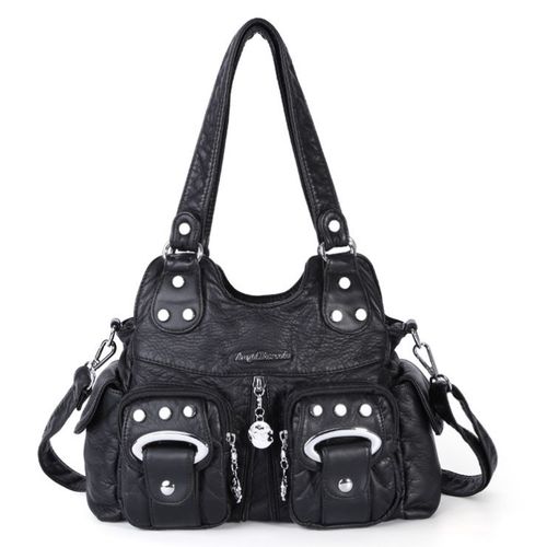 Grand sac ¿¿ main multi-poches en cuir PU souple pour femme, sacoche ¿¿ bandouli¿¿re