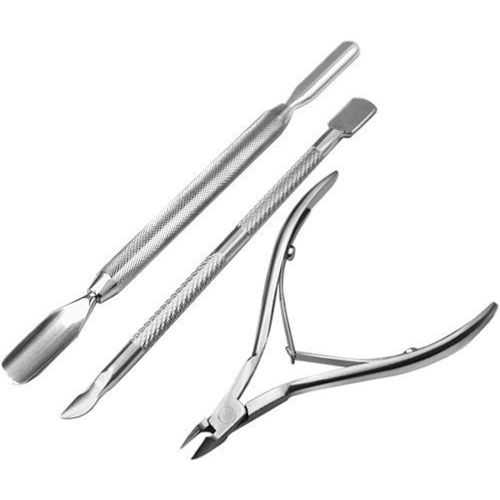 Spatule Grattoir Poussoir Coupe-Ongles Coupe-Cuticules, Repousse-Cuticules, Lot De 3 