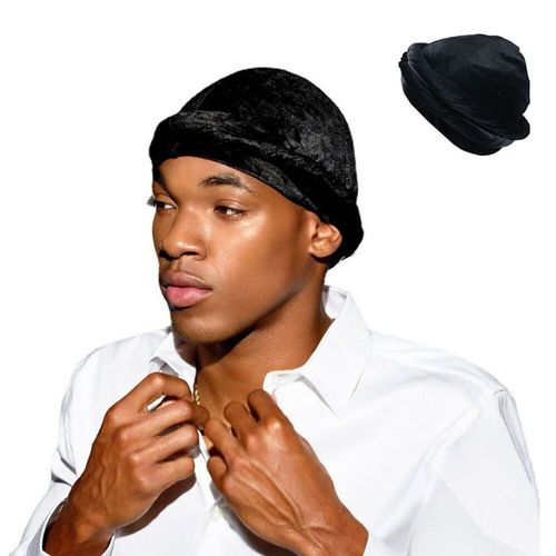 1 Pi¿¿Ce Pour Homme, Bandeau En Velours Dor¿¿ Solide, Bonnet Tress¿¿ Noir