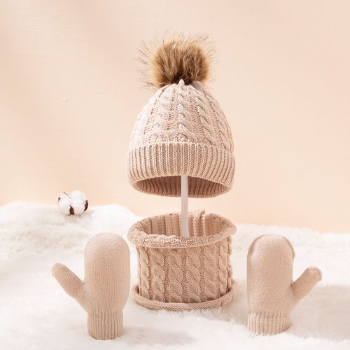 Bonnet Et ¿¿Charpe Chauds Pour Enfants En Laine Monochrome Frite Torsad¿¿E