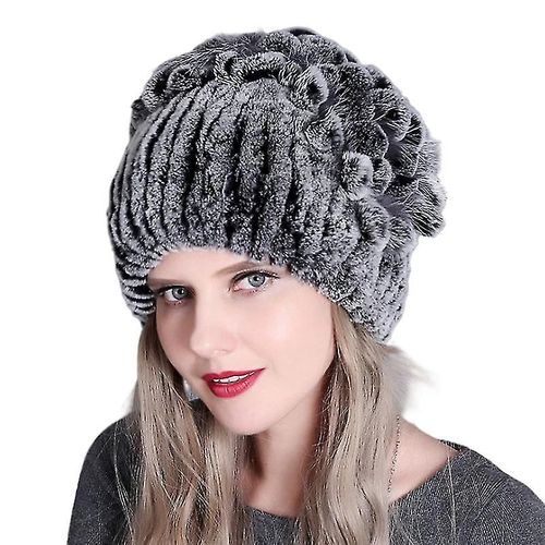 Chapeau D'hiver En Fourrure De Lapin Rex Naturelle Pour Femme, Taille Unique