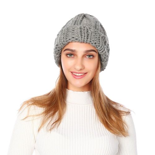 Bonnet Tricot¿¿ Chaud D'hiver Pour Femme, Couleur Unie, En Laine, Chaud E