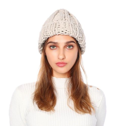 Bonnet Tricot¿¿ Chaud D'hiver Pour Femme, Couleur Unie, En Laine, Chaud E