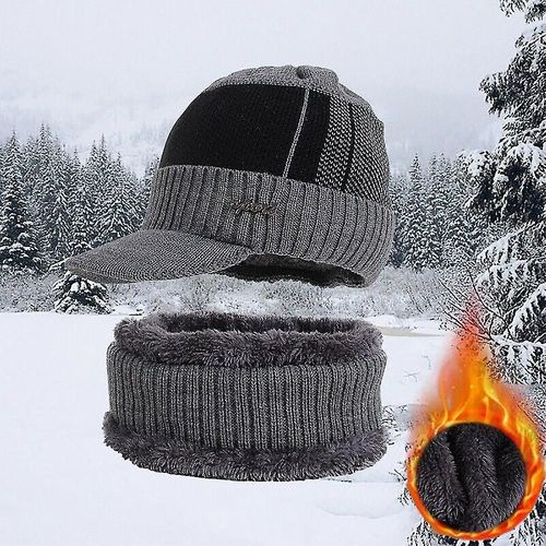 Ensemble Bonnet Et ¿¿Charpe ¿¿ Visi¿¿Re Pour Homme, Chaud Et Doubl¿¿ En Polaire, Pour L'hiver