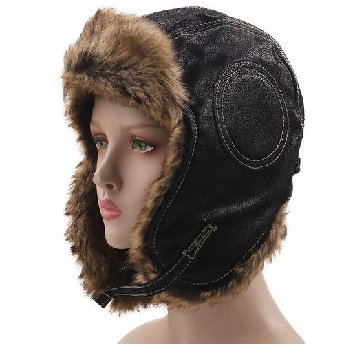 Casquette En Cuir Pour Homme, Protection Auditive Chaude D'hiver, Coupe-Vent, Ski C