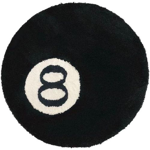 Tapis De Billard Imitation 8 Boules - 60 Cm, Tapis Rond Doux Et Antid¿¿Rapant, Noir Pour Chambre D'enfant
