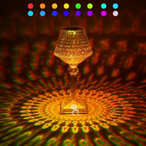 Lampe tactile en cristal ¿¿ 16 couleurs changeantes, lampe diamant, magnifique