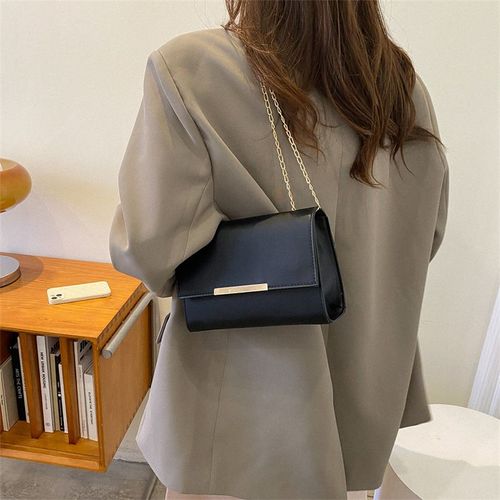 Sac bandouli¿¿re noir pour femme (environ 21 cm x 14,5 cm x 8 cm), petit sac cartable et sac ¿¿ bandouli¿¿re, sac ¿¿ main vintage en cuir vegan.